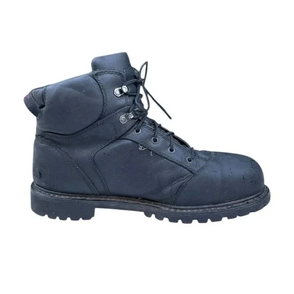 Red Wing 971 Mens Steel Toe Black Leather Work Boots Vibram Sole Size 12 D